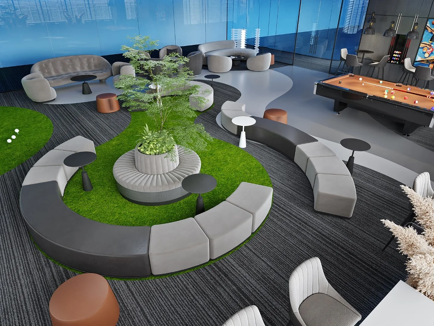 Sofa vòng cung cho khu vực sảnh thư giãn